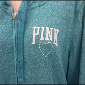PINK Lighweight full zip hoodie - Turquuoise - Lg